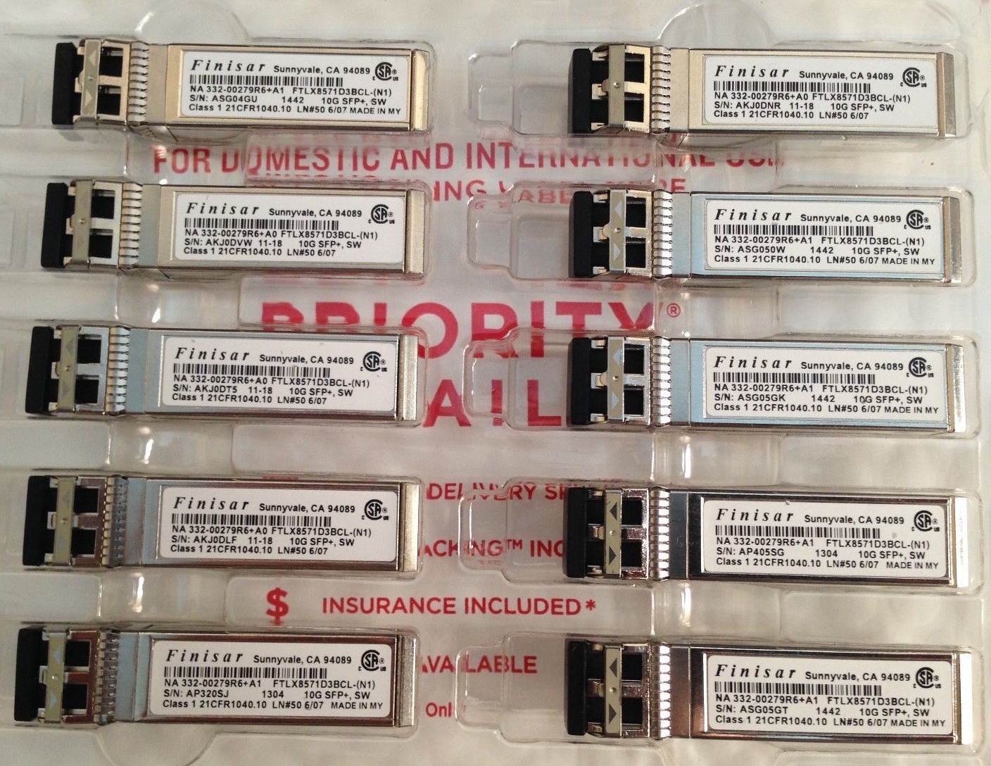 FINISAR FTLX8571D3BCL-N1 10GB SFP+ NA 332-00279R6+A1 Transceiver X6589-R6  