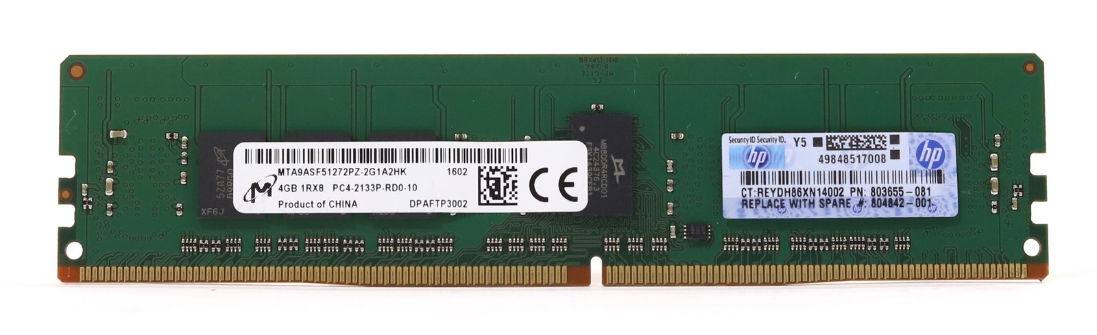 Micron 4GB 1Rx8 PC4-2133P-RD0-10 ECC REG Server Memory MTA9ASF51272PZ-2G1A2HK