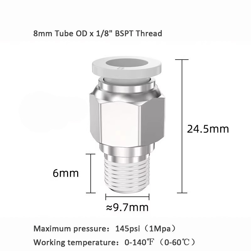 5pcs Pneumatic Quick Connect Air Fittings Push to Hose Connector for Air Pipes
