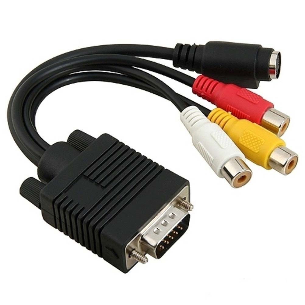 Reusable to 3 Av Cable Adapter Black PVC for Video Output