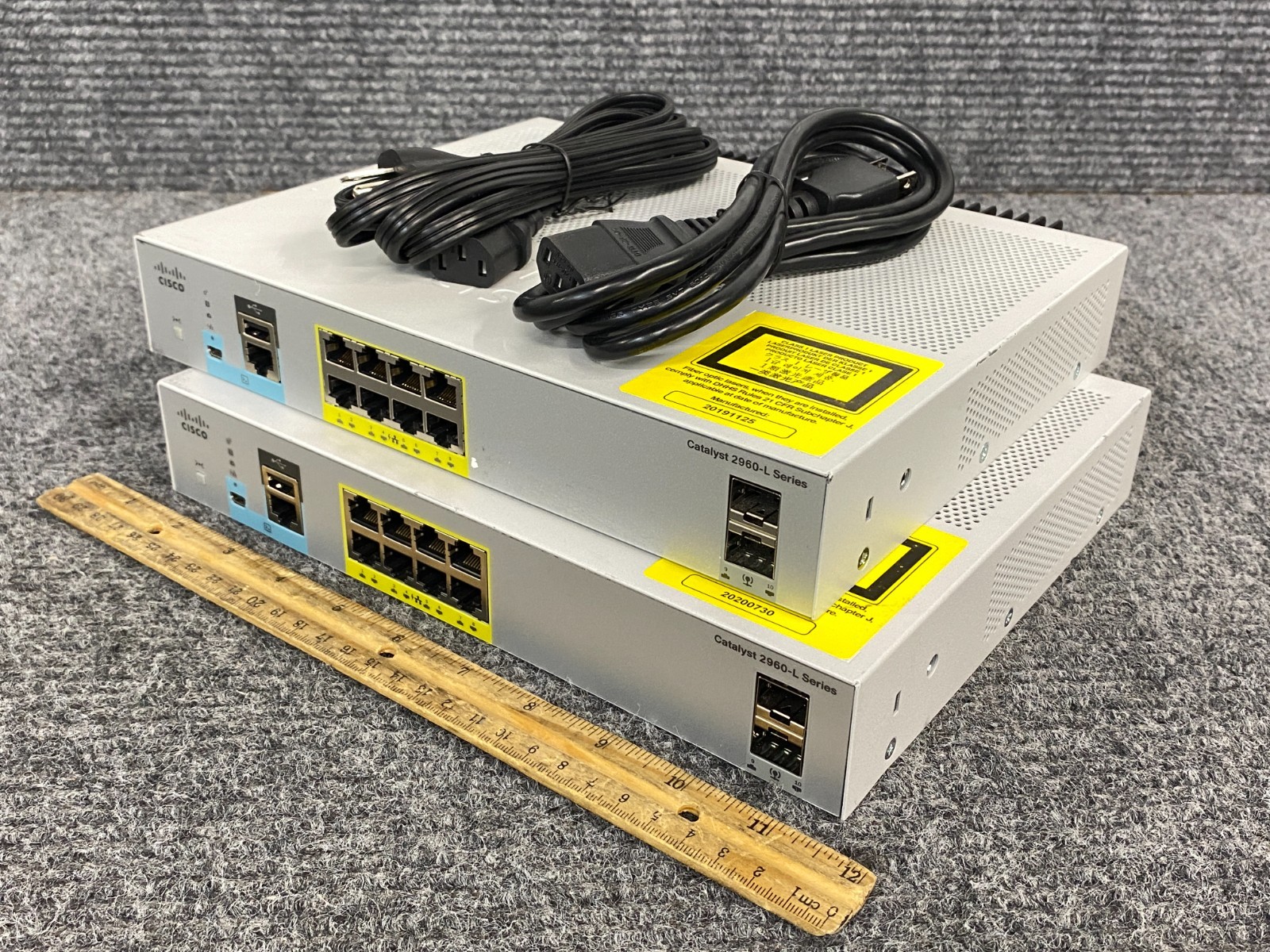 Lot of 2 Cisco WS-C2960L-8PS-LL 8-Port Catalyst 2960-L Switches w/ Power Cords