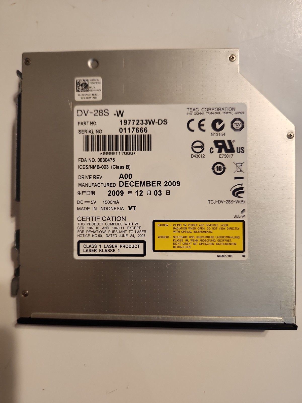 TEAC DV-28S-W 1977233W-DB DVD-ROM Disc Drive Internal SATA -Warranty & 