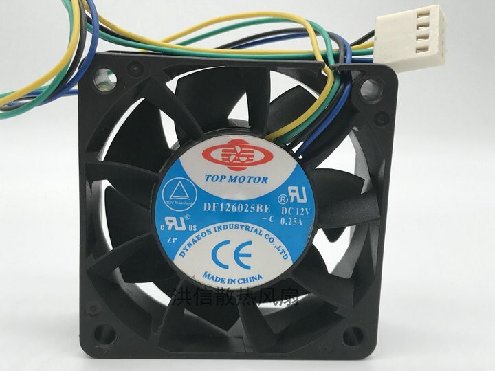 TOP MOTOR 6025 F126025BE DC12V 0.25A 60mm 4 Wire PWM Ball Cooling Fan 4pin