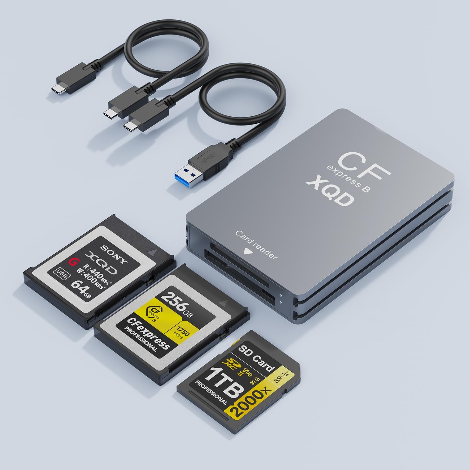 3-in-1 CFexpress Type B/XQD/SD Card Reader, USB 3.2 Gen 2 10Gbps CFexpress Ty...