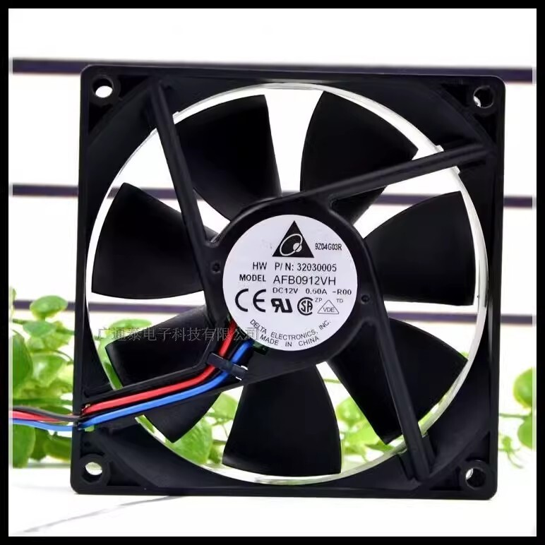 DELTA AFB0912VH 9025 DC12V 0.6A 9CM 3-Wire Dual Ball Cooling Fan