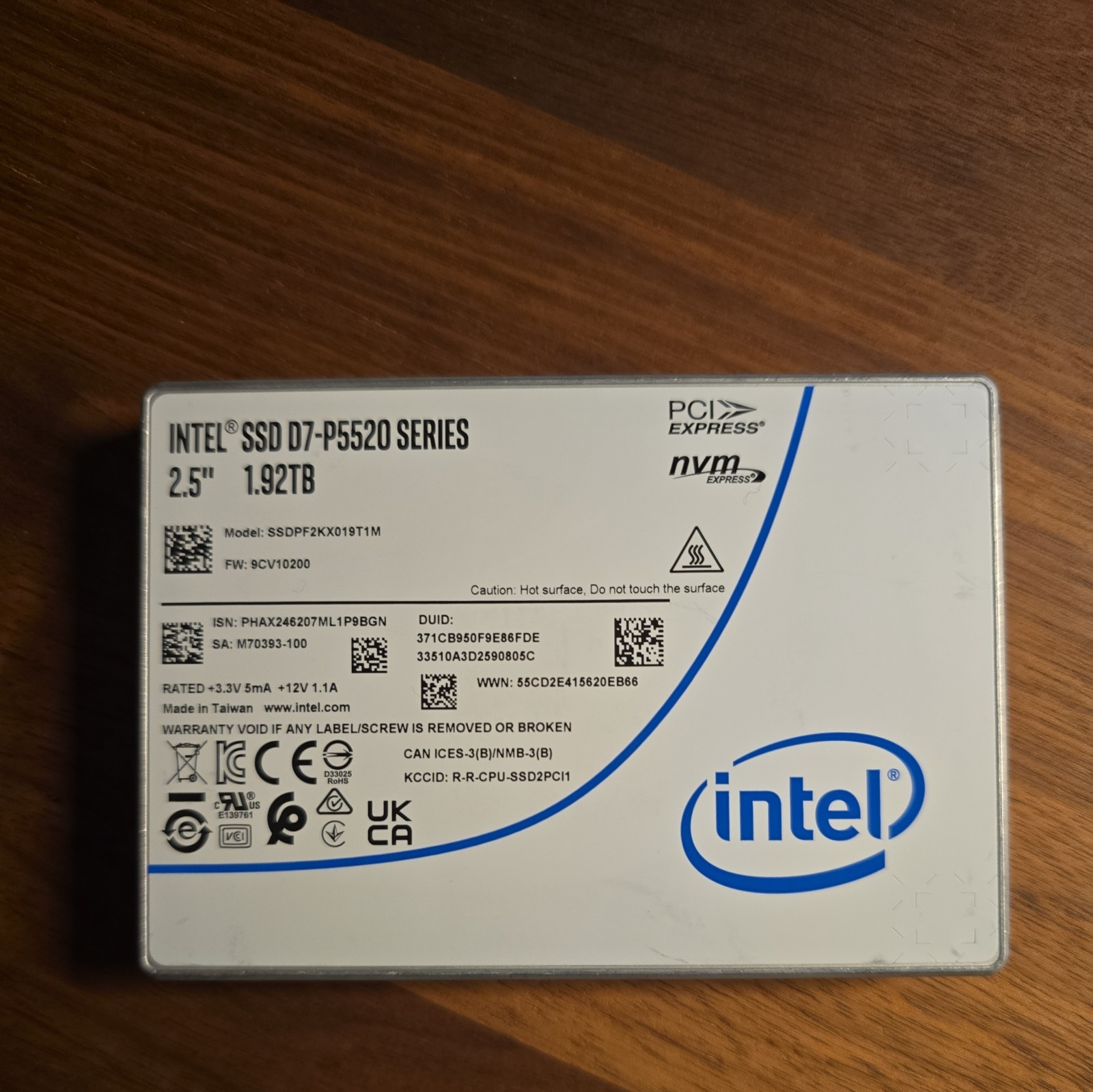 SSDPF2KX019T1M INTEL D7-P5520 SERIES 1.92TB NVME PCiE Gen4 2.5 SSD