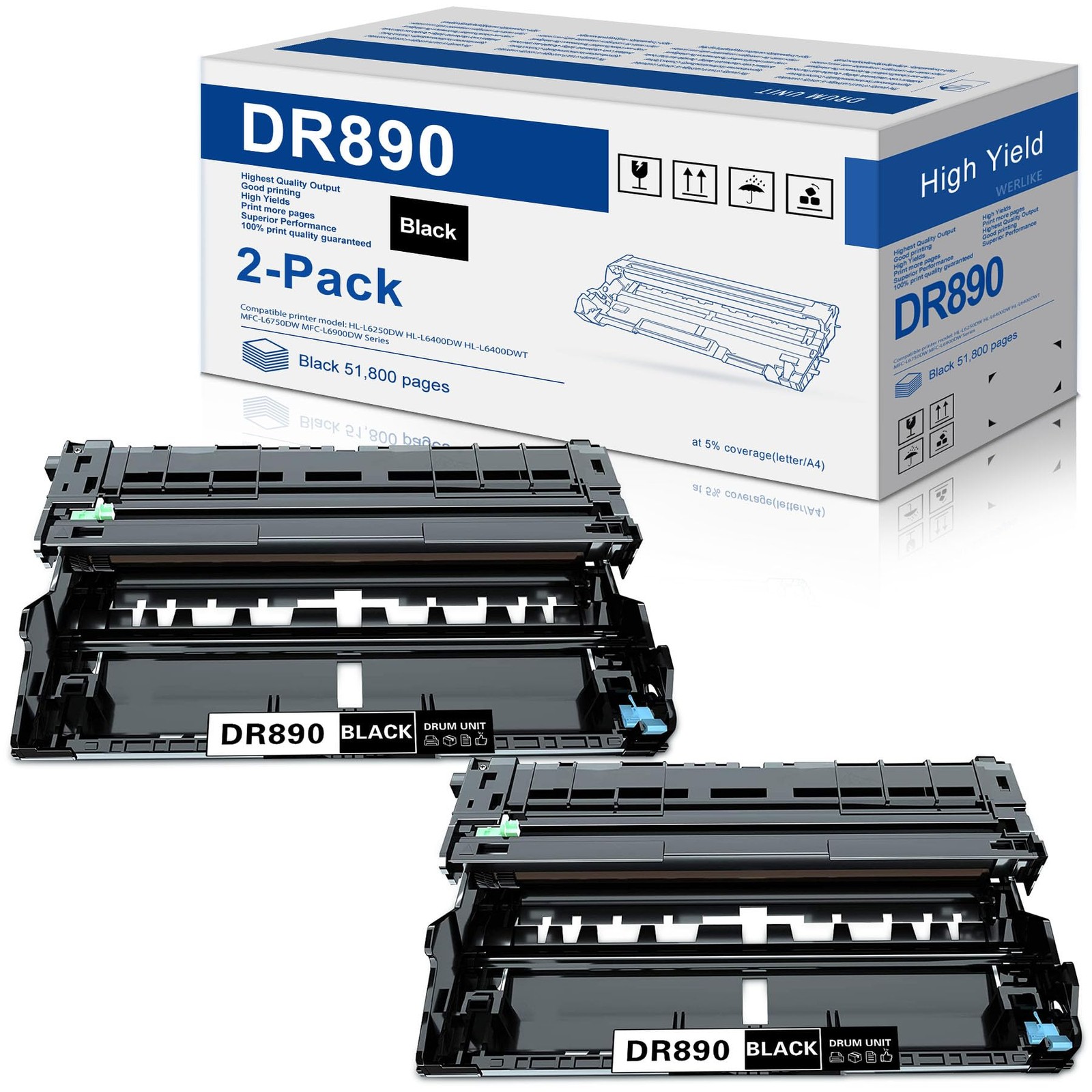 DR890 Drum Unit High Yield 2 Pack Compatible