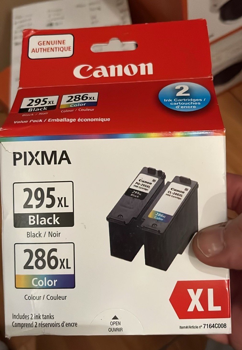 Canon 295XL / 286XL Black/Tri-Color High Yield Ink Cartridges 2 Pack - FRESH