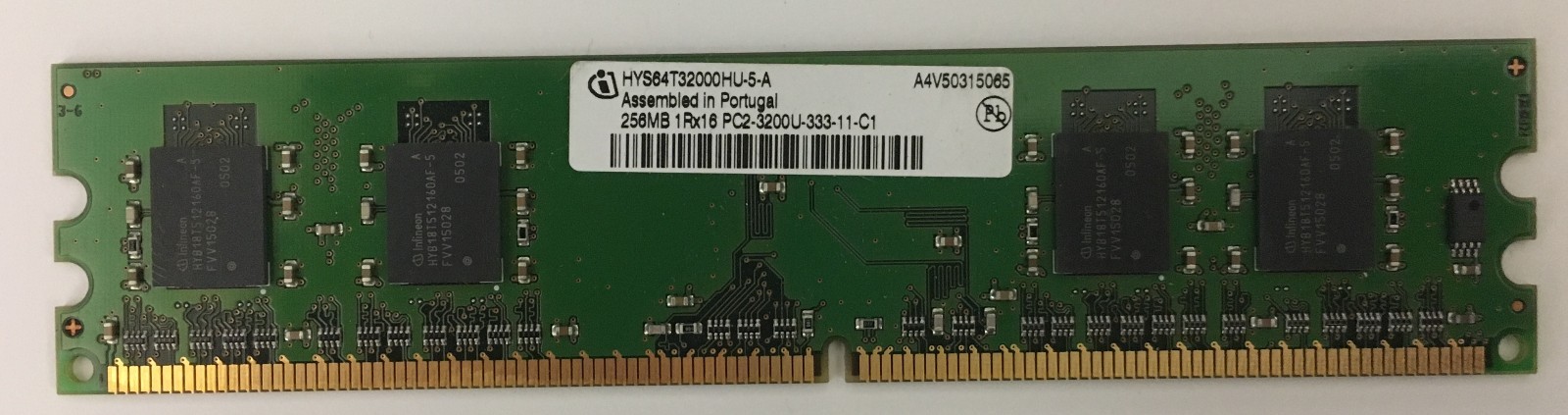 256mb INFINEON HYS64T32000HU-5-A 1Rx16 pc2-3200U DDR2