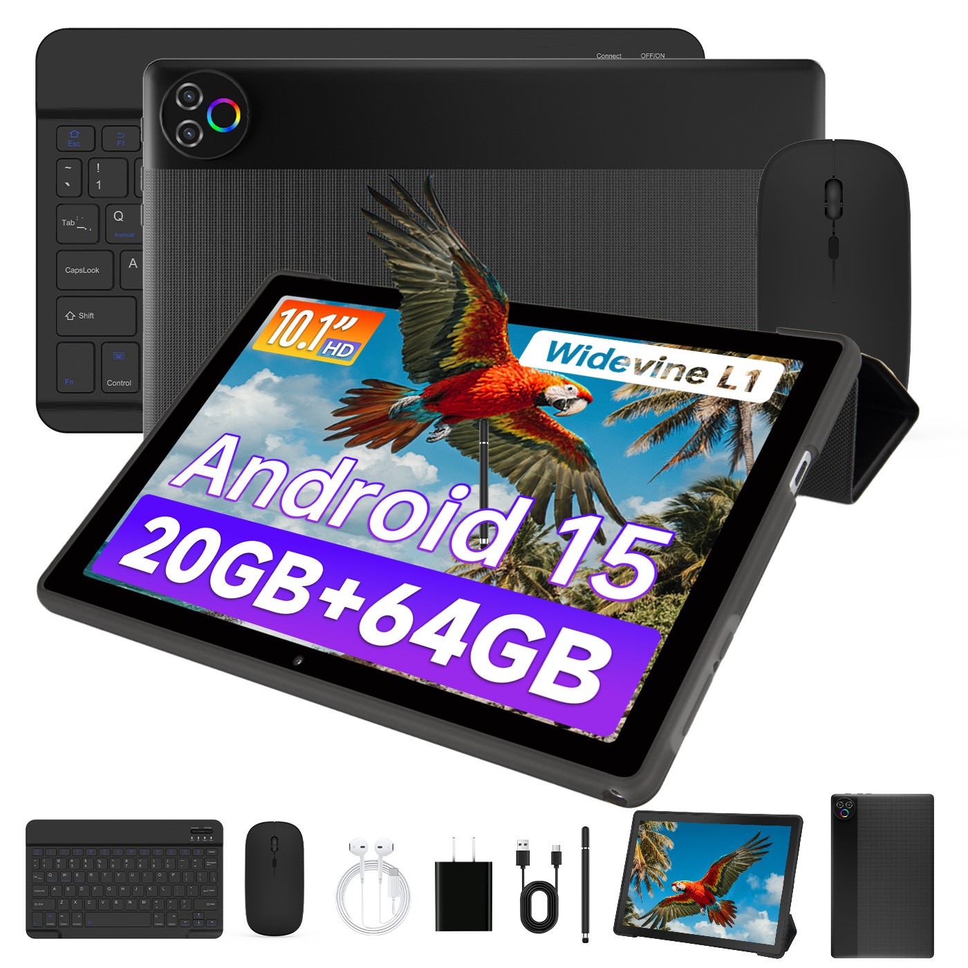 10.1 inch  Tablet 5-Core 20GB 64GB 1332*800 HD IPS Widevine L1 Wifi 2.4G & 5G US