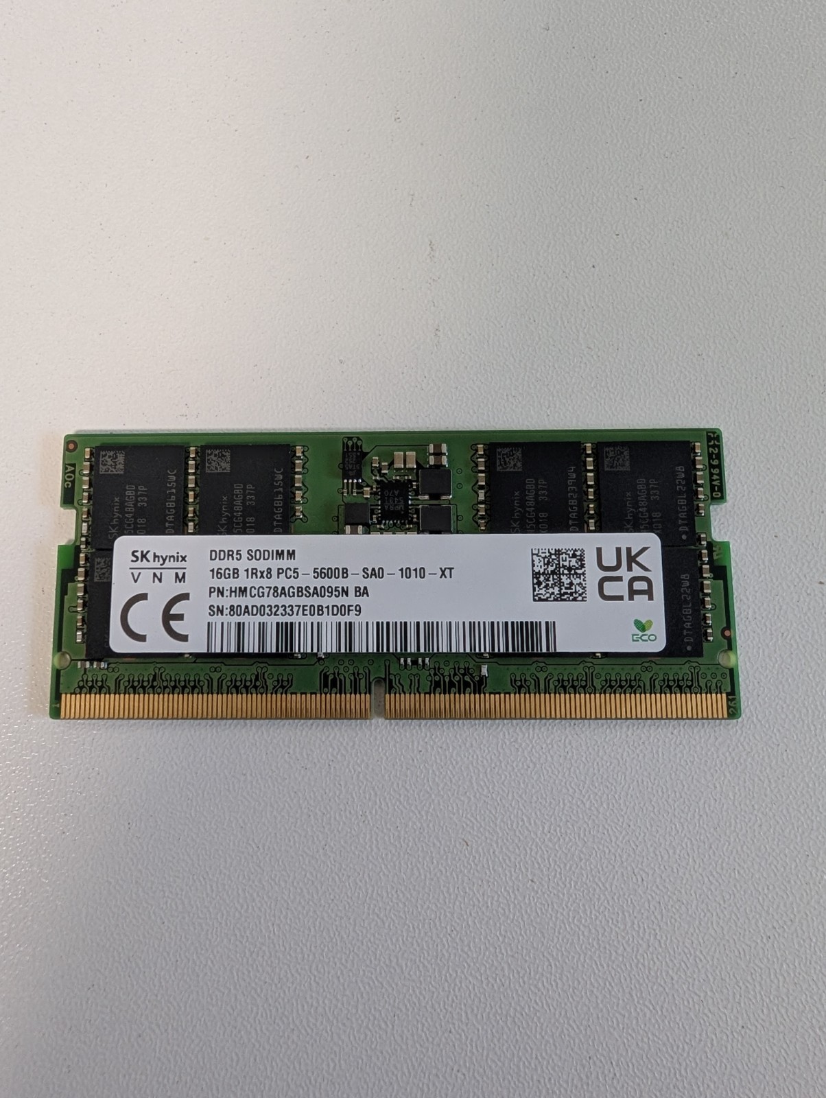 SK hynix 16GB 1x16GB DDR5 5600 CL46 SO-DIMM Laptop Memory PC5-5600B 1Rx8