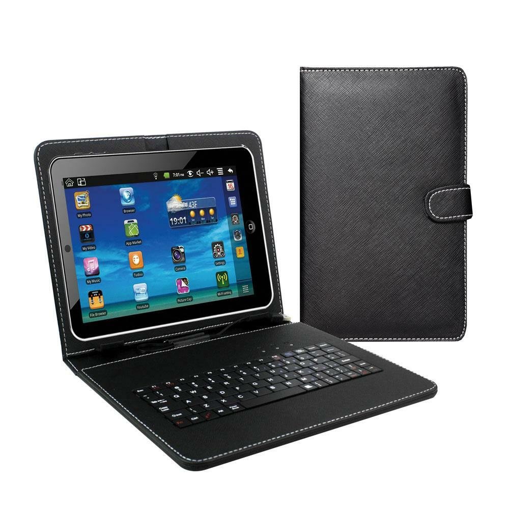 7" Tablet Keyboard & Folding Leather Protective Case, Cable & Adapter (SC-107KB)