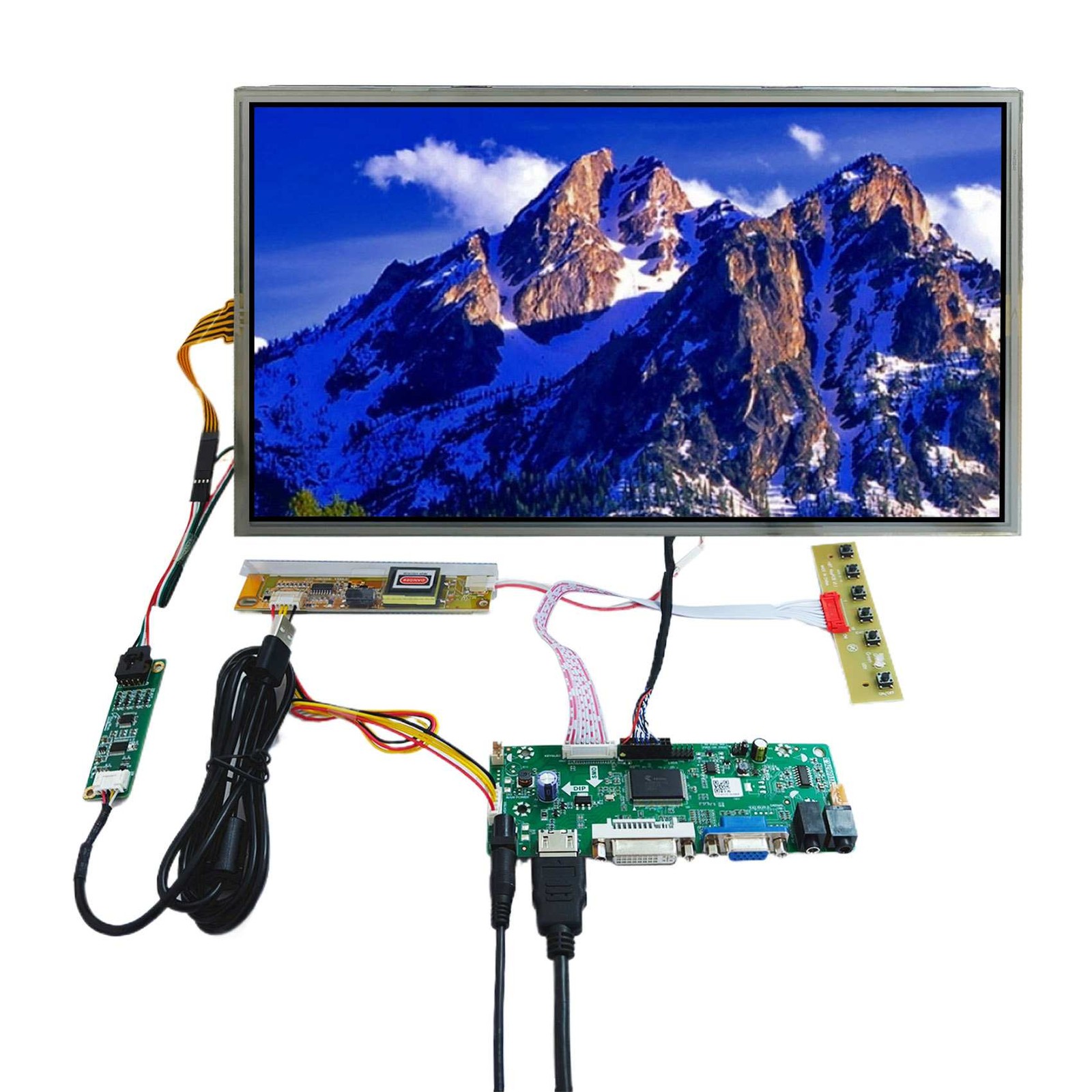 HD DVI VGA LCD Controller Board With 14.1in 1280x800 Resistive Touch LCD Screen