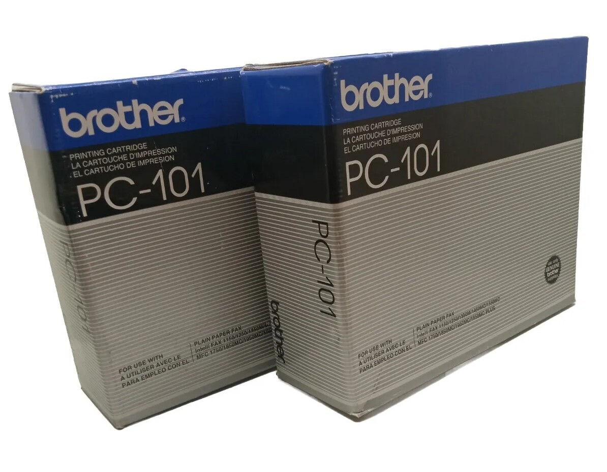 2 Genuine Brother PC-101 Printing Cartridges OEM New 