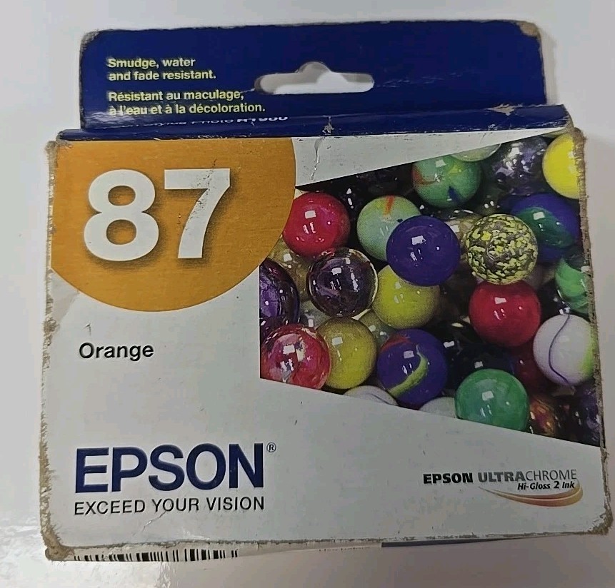 Genuine Epson #87 T087920 Orange Ink Cartridge Sealed 04/2017 Check Pics