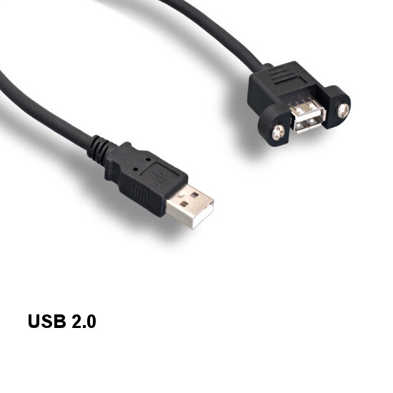 [10X] 3' Panel-Mount USB 2.0 Type A Extension Cable 480 Mbps Sync Charge Data
