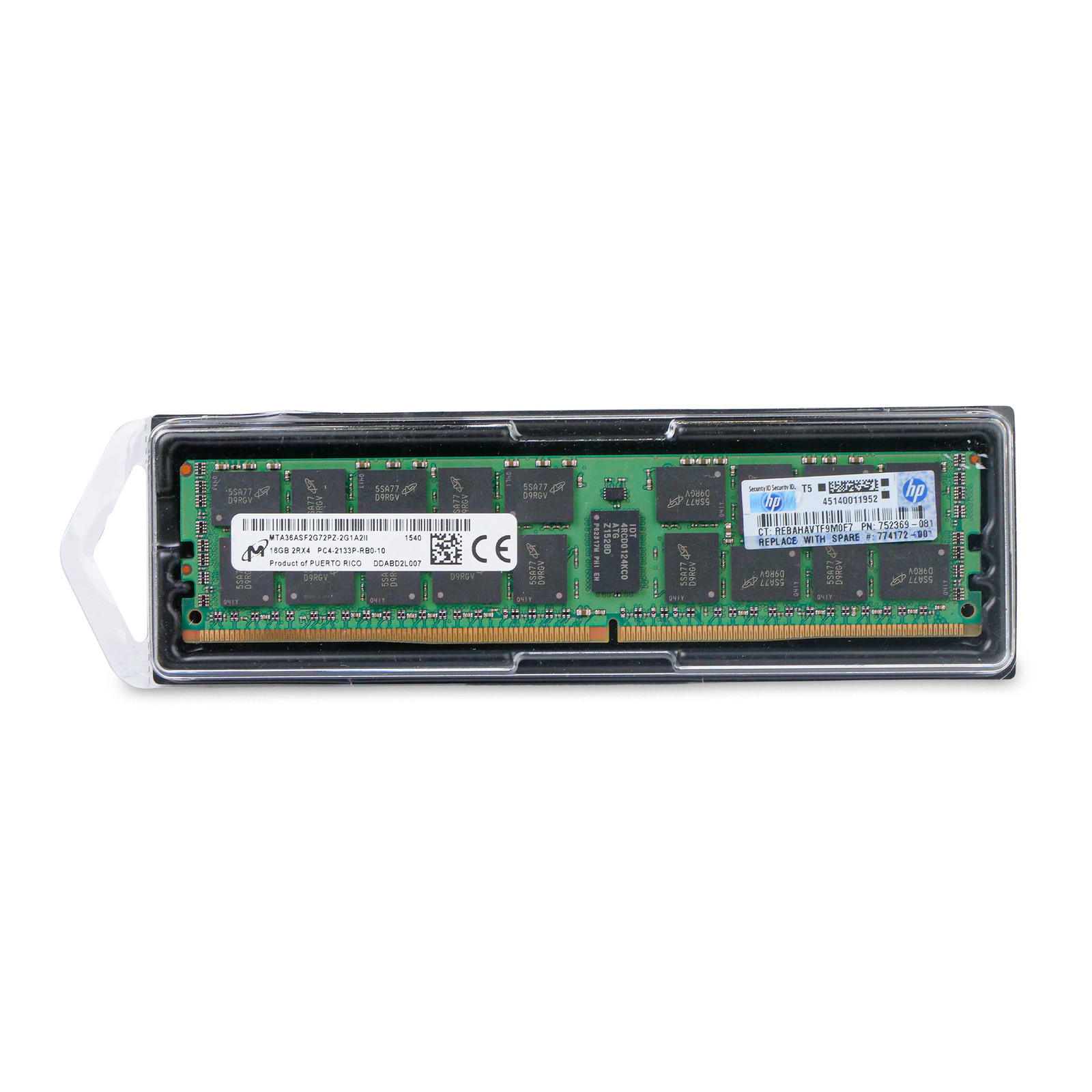 HP/Micron 16GB DDR4 2133MHz MTA36ASF2G72PZ-2G1A211 2Rx4 RDIMM ECC Server RAM