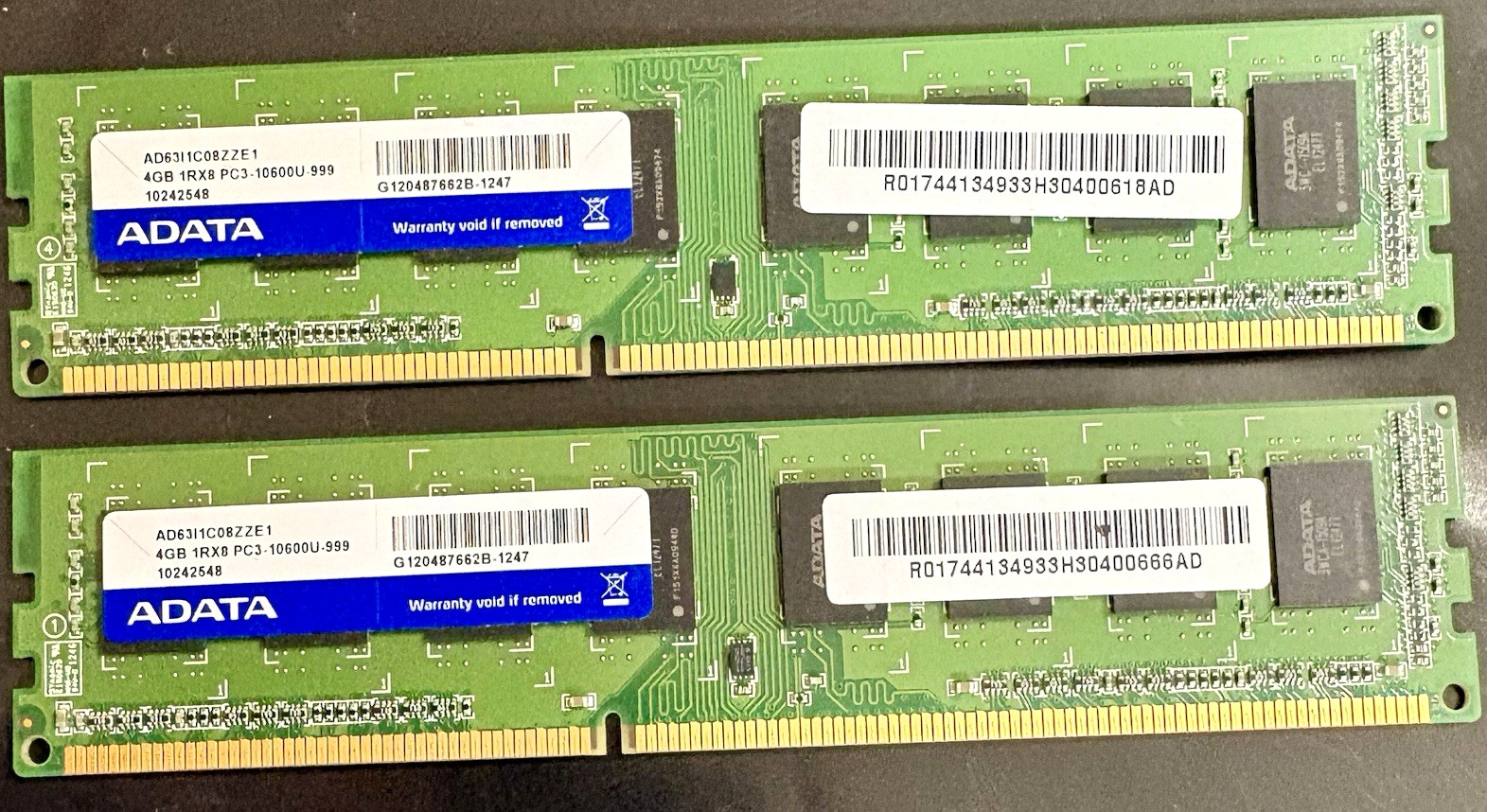 ADATA 8GB (2x4GB) DDR3 PC3-10600U 240-Pin DIMM Unbuffered AD63I1C08ZZE1