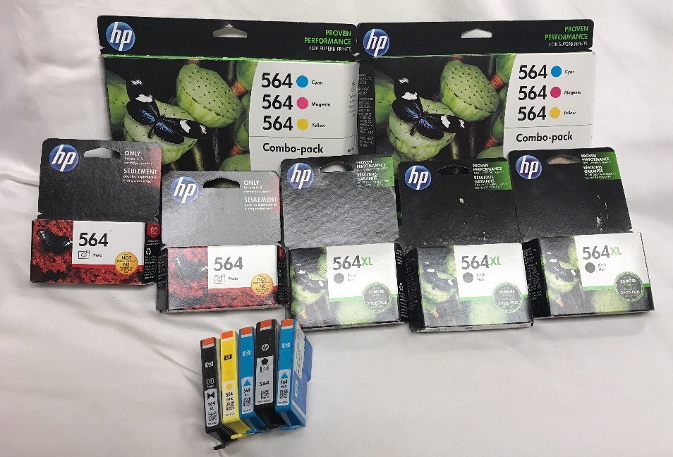 Huge Lot of 16 New 564 HP Ink Cartridges- Black Cyan Magenta Yellow XL Regular