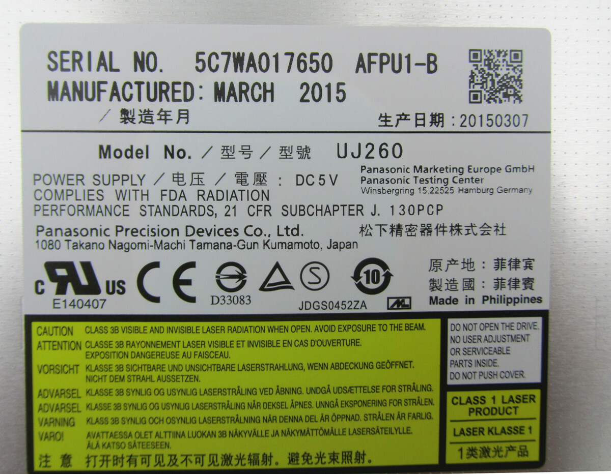 New UJ-260 UJ260 6x Blu-RAY DVD Rewriter 12.7mm Sata Laptop Drive