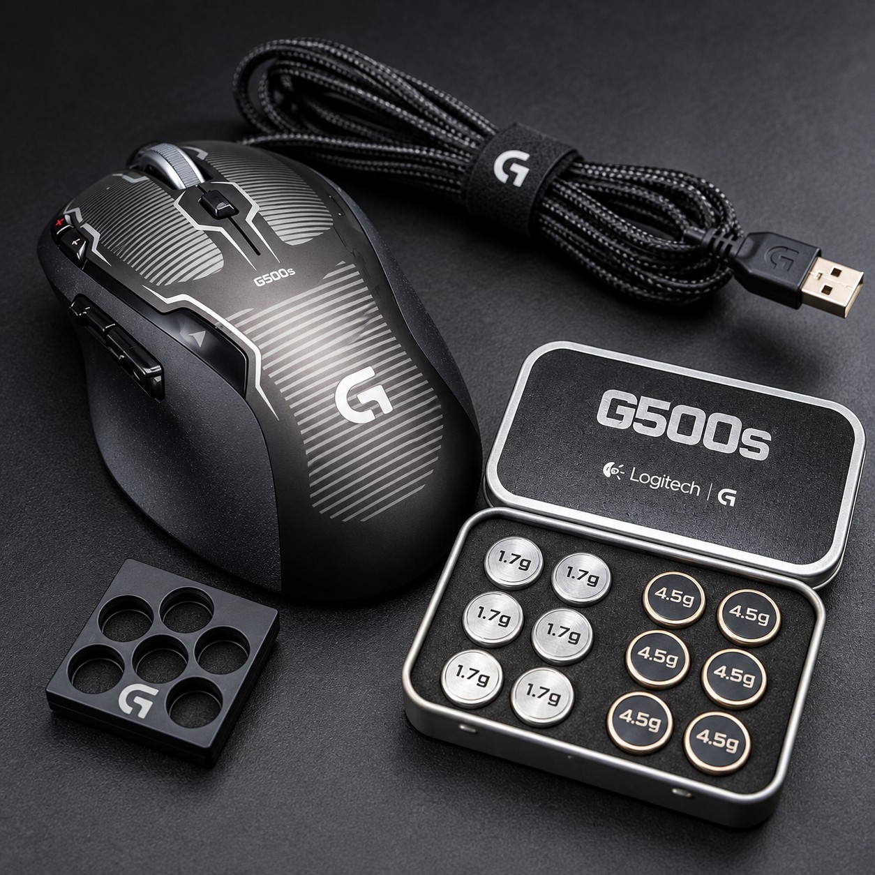 Logitech G500s Laser Gaming Mouse 8200 DPI w/ Weights Case Tested Working