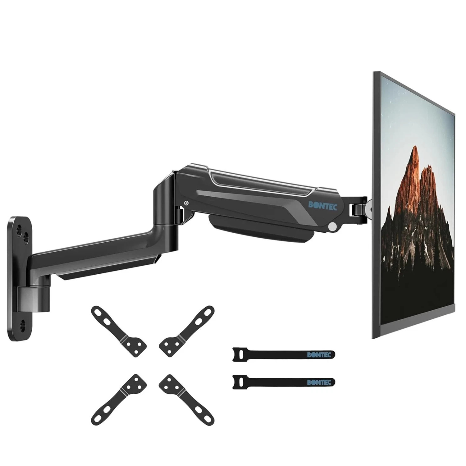 Wall Mount Monitor Arm Gas Spring 13"-42" VESA 200x200 Tilt Swivel 19.8lb Max