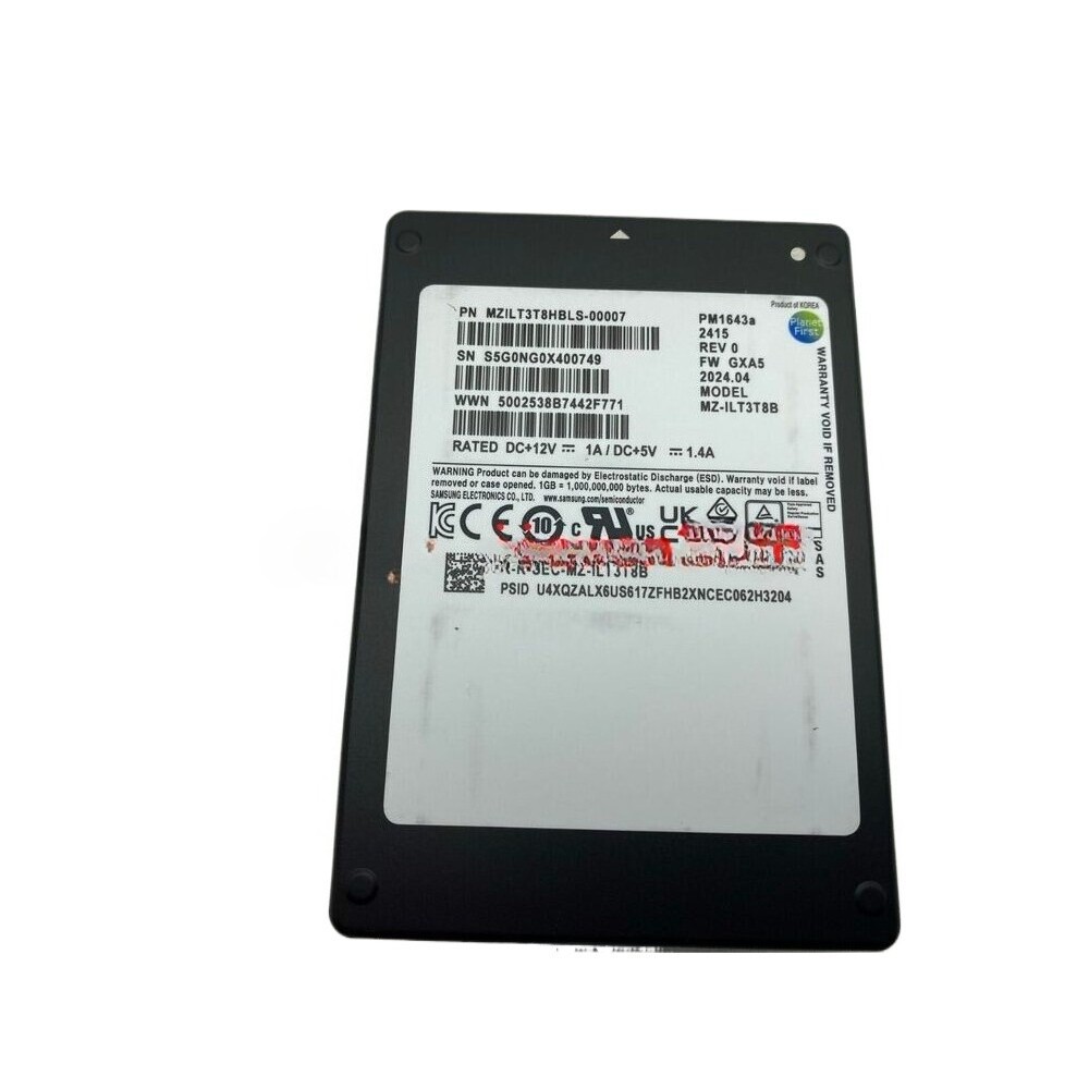 Samsung PM1643a Series 3.84TB SAS 12Gb/s 2.5" SSD MZ-ILT3T8B MZILT3T8HBLS