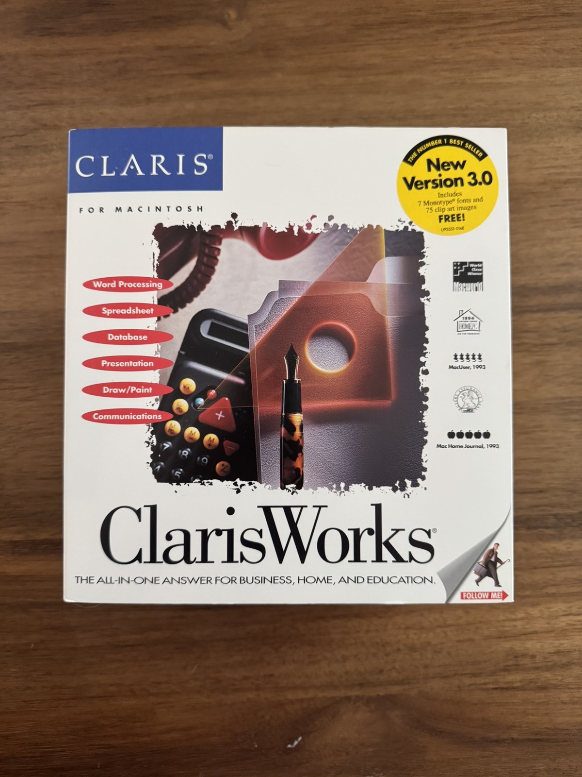 Vintage ClarisWorks 3.0 for Macintosh; old stock; unsold