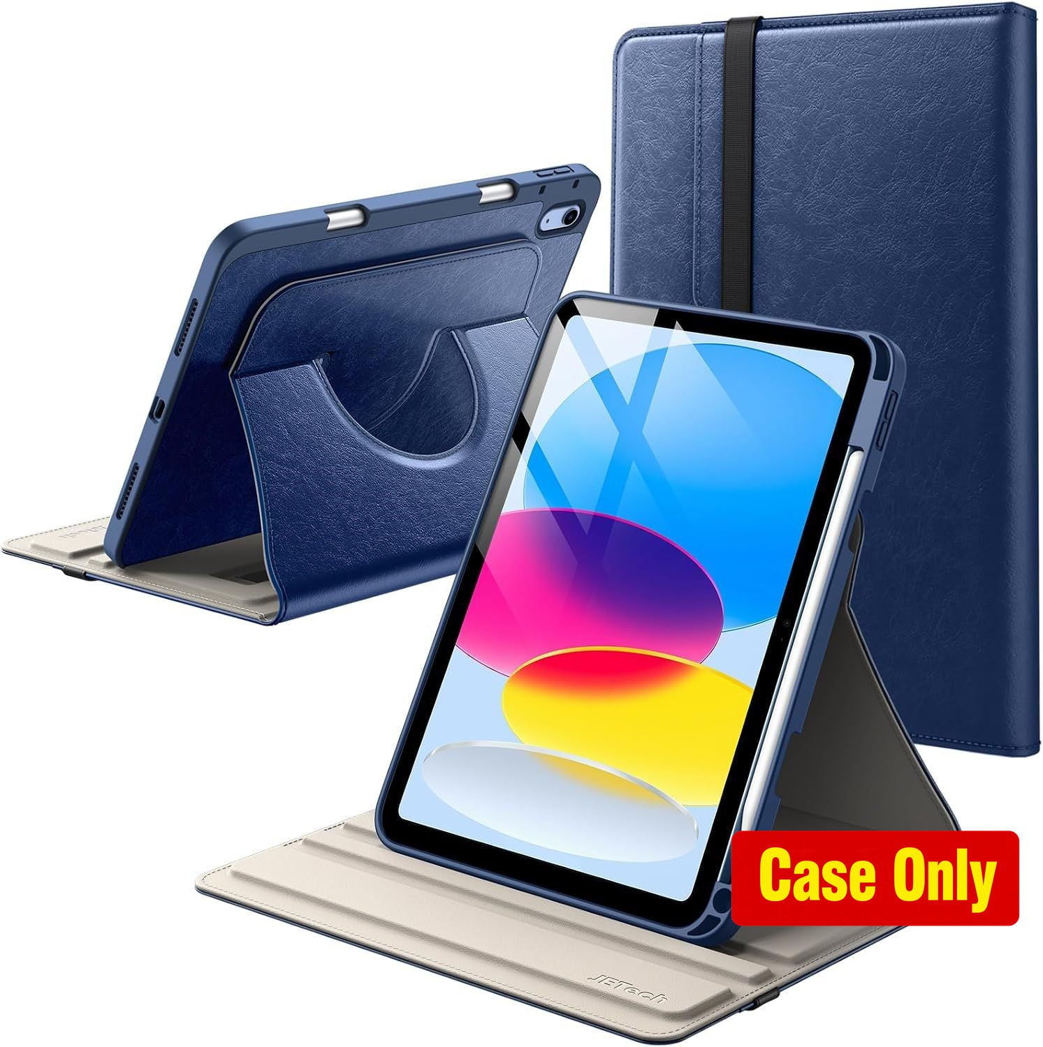 360° Rotating iPad Case in Navy for 11th/10th Generation Models, JETech
