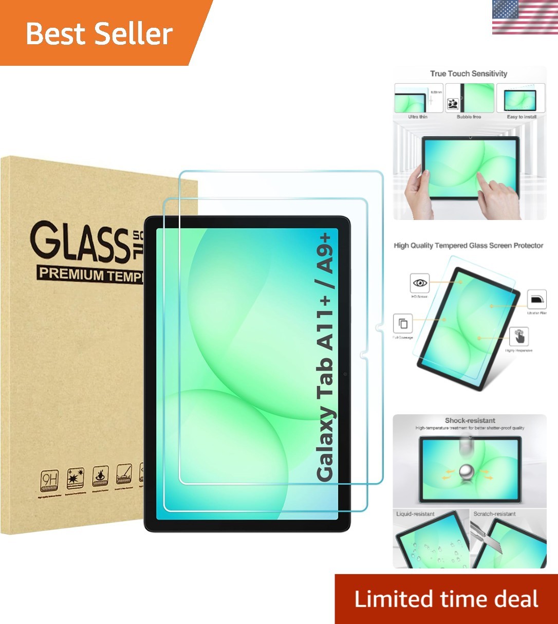 Effortless Bubble-Free Installation: 2 Pack Glass Protectors for Galaxy Tab A