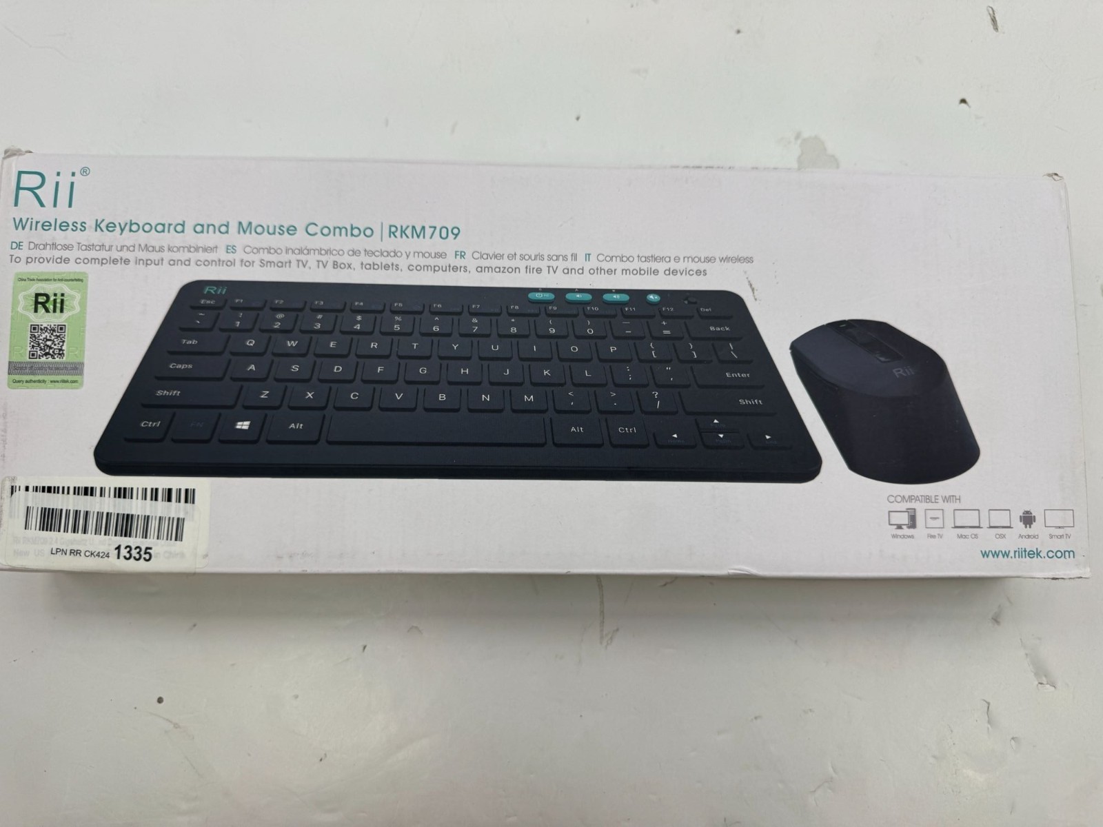 Rii Wireless Keyboard & Mouse Combo RKM709 For Windows/Smart TV/Android/PC/Mac O