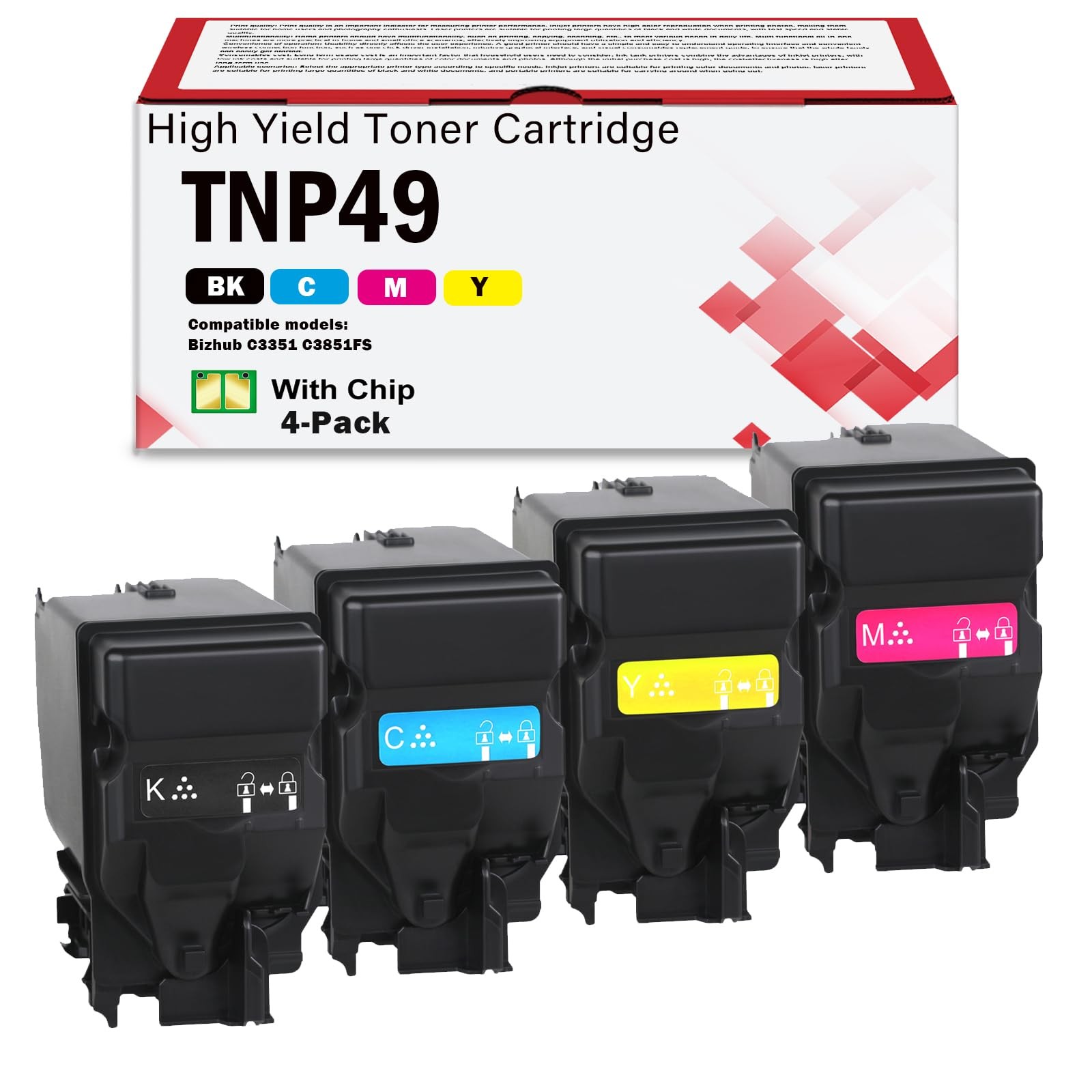 SkyPrint TNP49 Toner Cartridge Black Cyan Magenta Yellow Compatible for Konic...