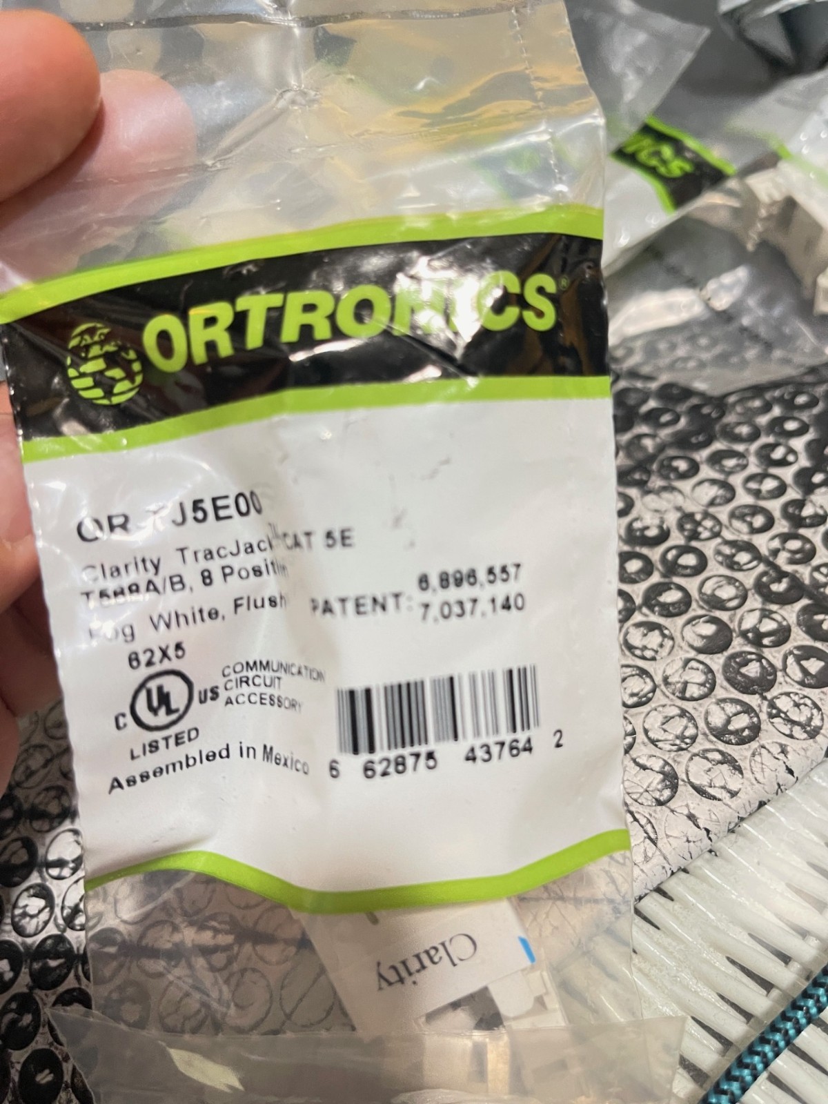 Ortronics OR-TJ5E00 Trac Jacks White Cat 5E Clarity TracJack fog white(R13)