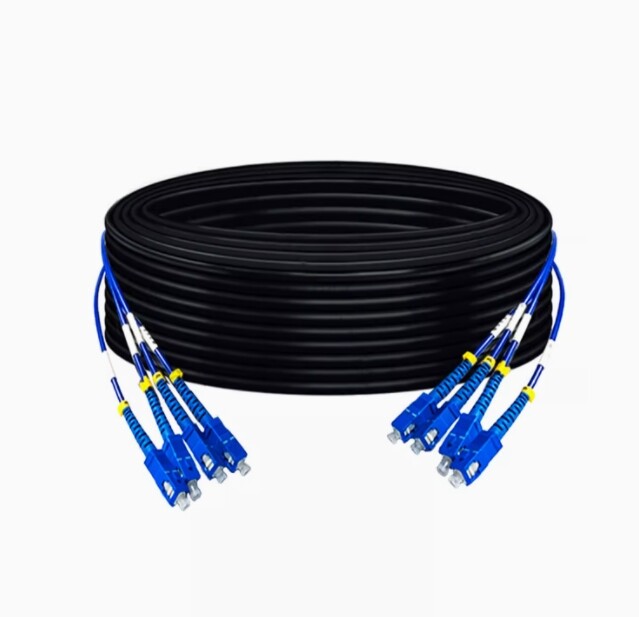 50M LC-LC Outdoor Armored Singlemode 4 Strands Fiber Optic Patch Cord Cable