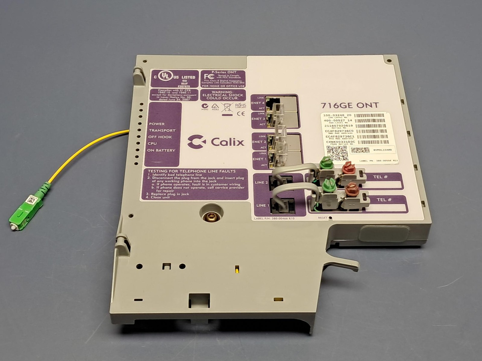 CALIX 100-03248 716GE ONT Optical Network Terminal Module BVM9L10ARx  400-00527