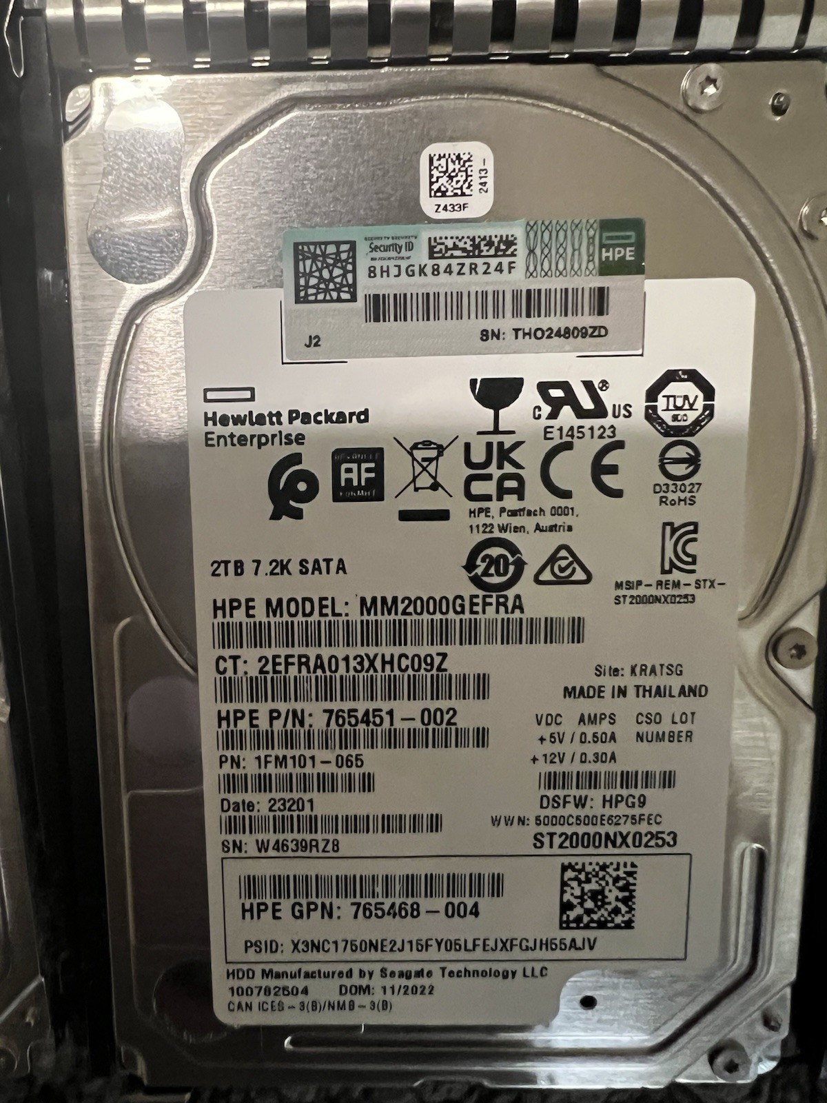 HP 2TB 7.2K 6Gb/s 2.5" SATA ST2000NX0253 SERVER HDD HP MM2000GEFRA