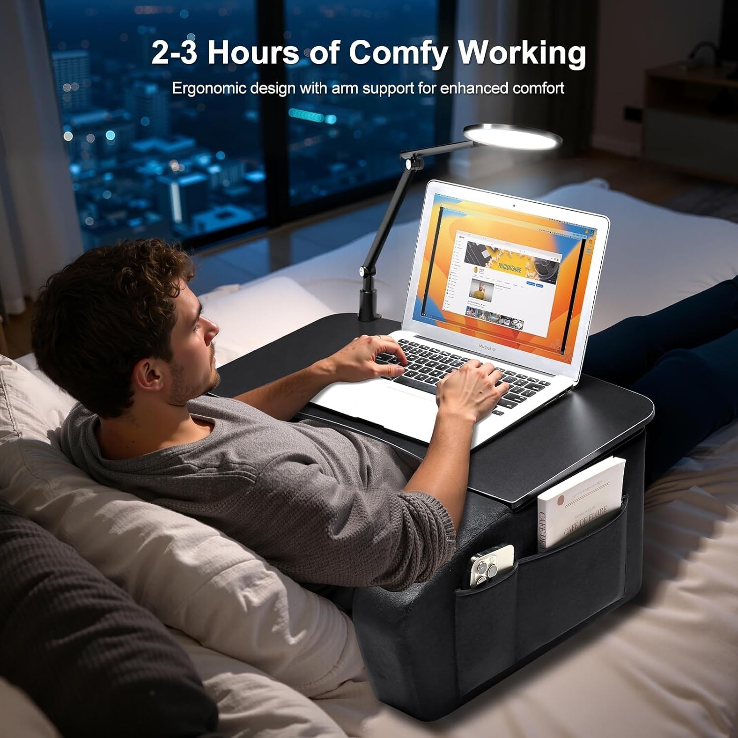 Lap Desk for Adults with Arm Rests,Ergonomic Laptop Pillow Stand for Bed,Couc...
