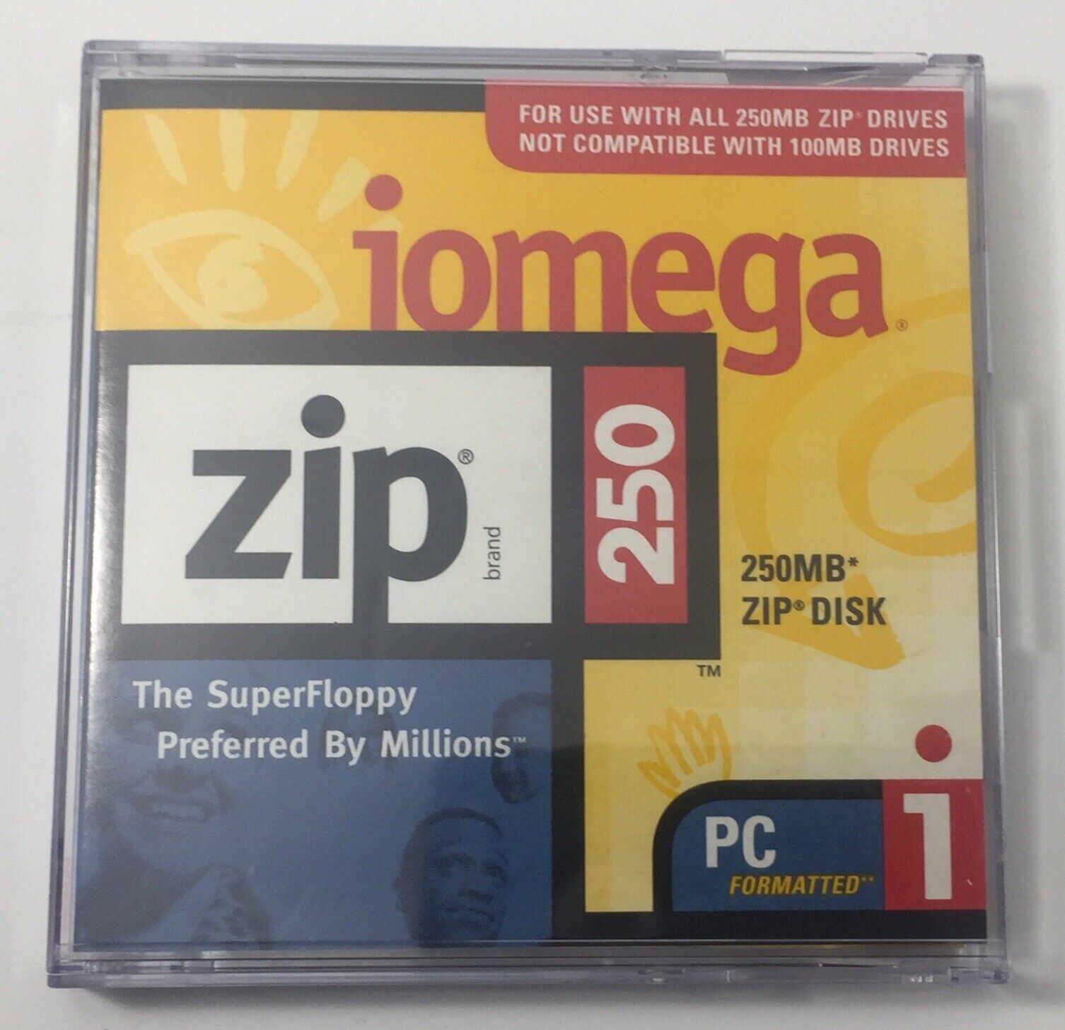 Iomega Zip Disk 250MB w/ Jewel Case Super Floppy PC Formatted Genuine Fast Ship.