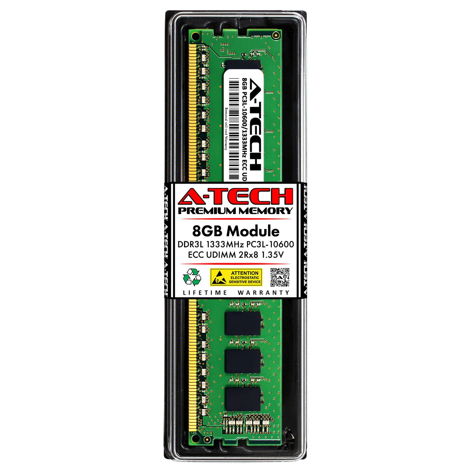 8GB 2Rx8 PC3L-10600E ECC UDIMM (Dell A5180168 Equivalent) Server Memory RAM
