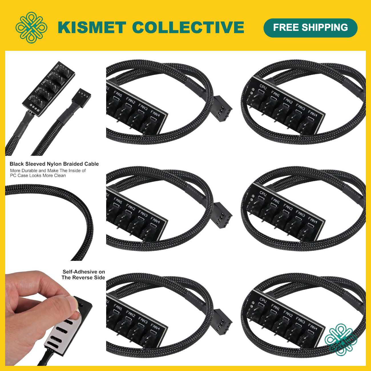 6-Pack 4-Pin PWM Fan Hub Splitter Cable for PC Cooling - ATX Power Extension for