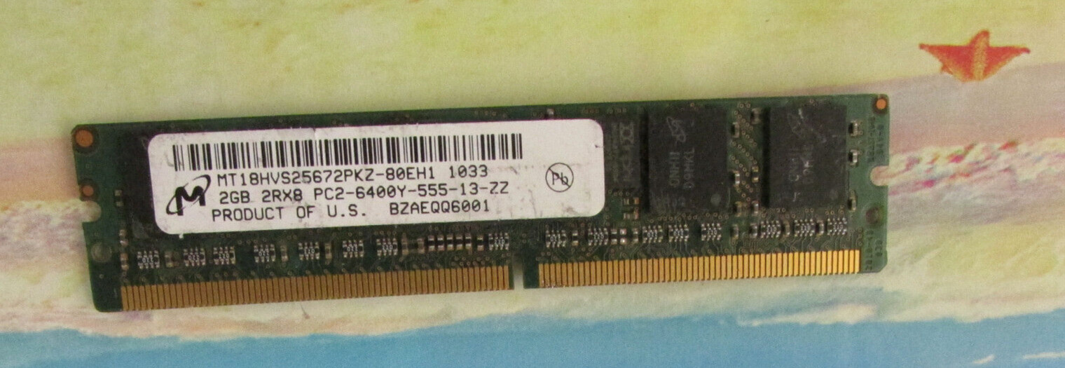 Micron 2GB DDR2 RAM (MT18HVS25672PKZ-80EH1) PC2-6400Y, 2Rx8, Tested
