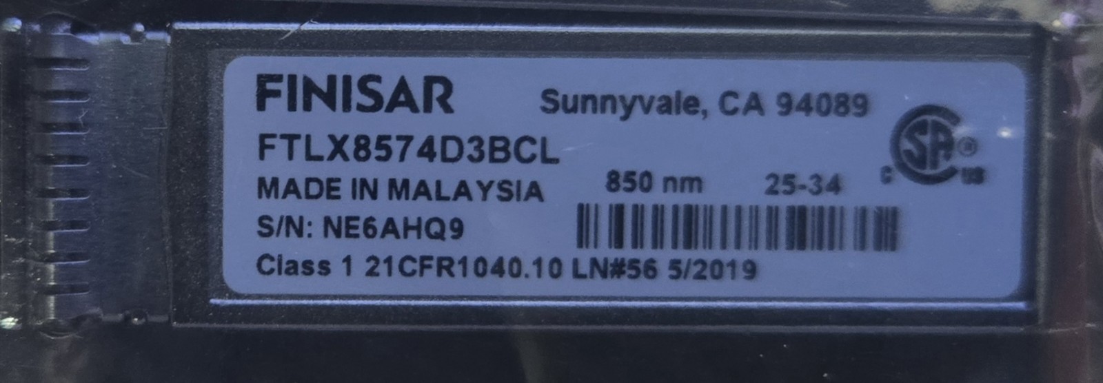 NEW FINISAR FTLX8574D3BCL  10Gb/s 850nm Multimode SFP+ Transceiver CLASS 1