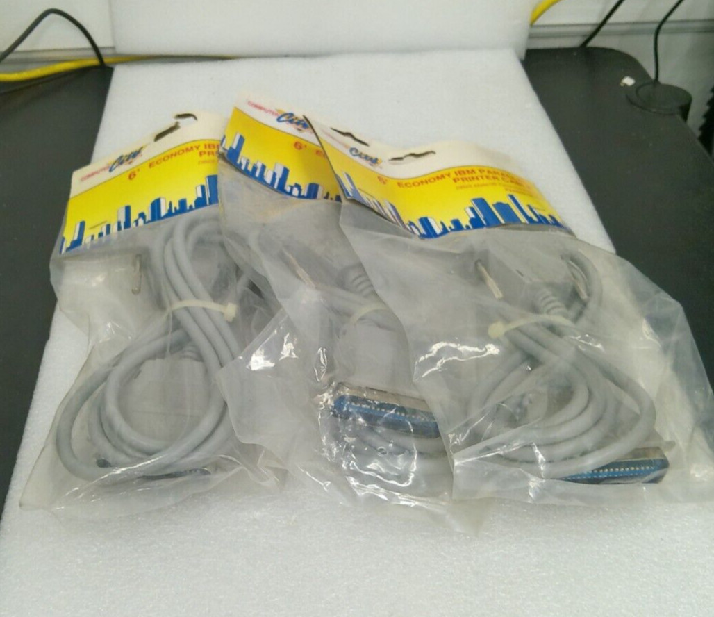 Lot of 3 - Computer City 6' Economy IBM Parallel Printer Cable (F2A032-06-EC)