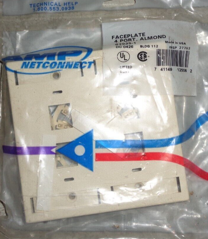 AMP NETCONNECT FACEPLATE 4 PORT ALMOND #