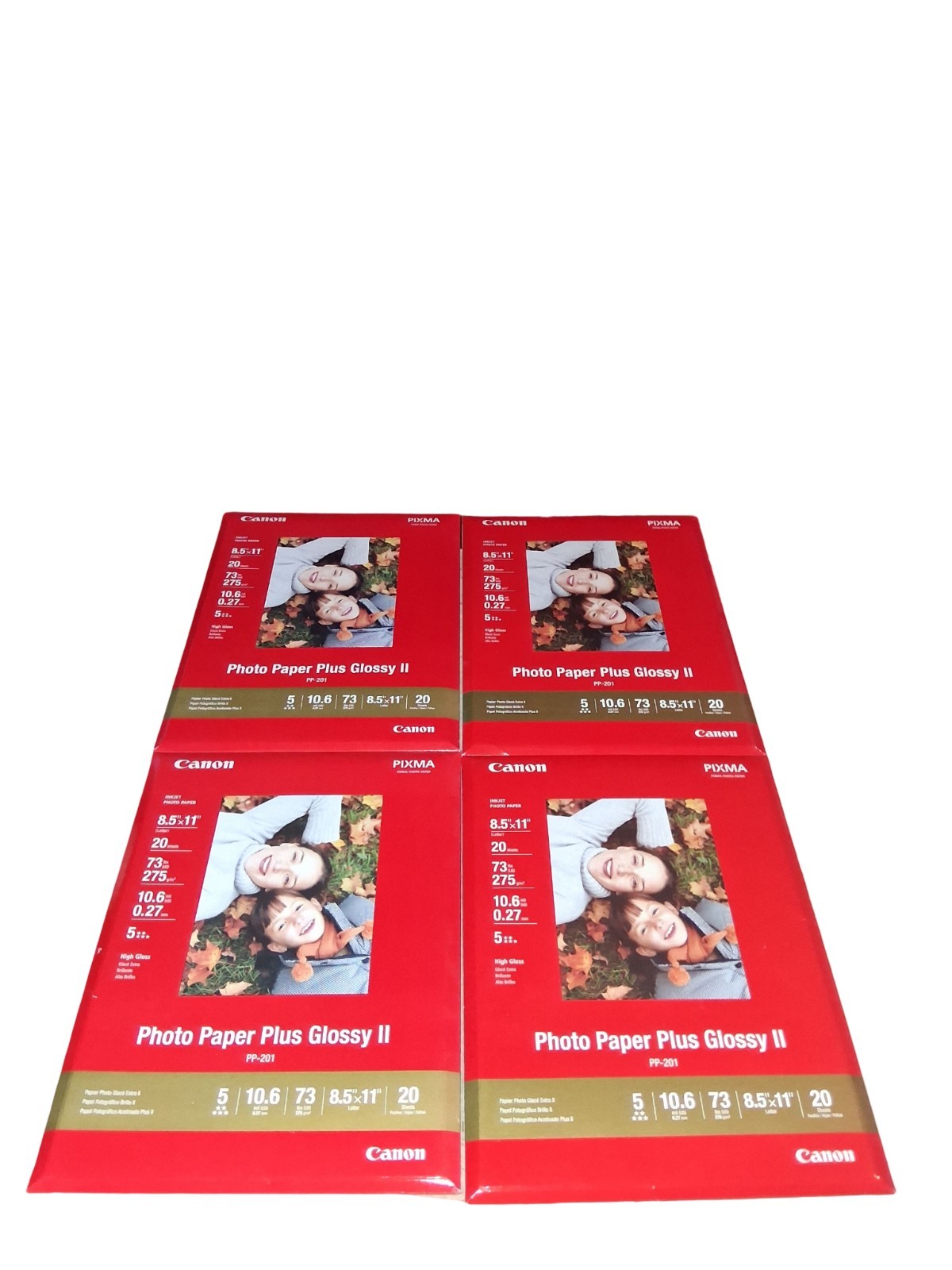 4 Canon Photo Paper Plus Glossy II - 8.5"x11", 80 Sheets  Brand New PP-201 