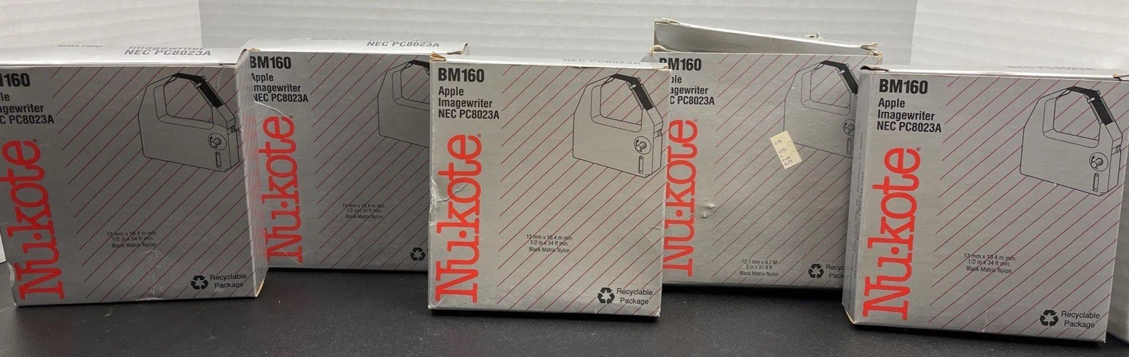 Apple Imagewriter II Black Ribbon BM160 Lot 5 Nu-kote Matrix Nylon NOS