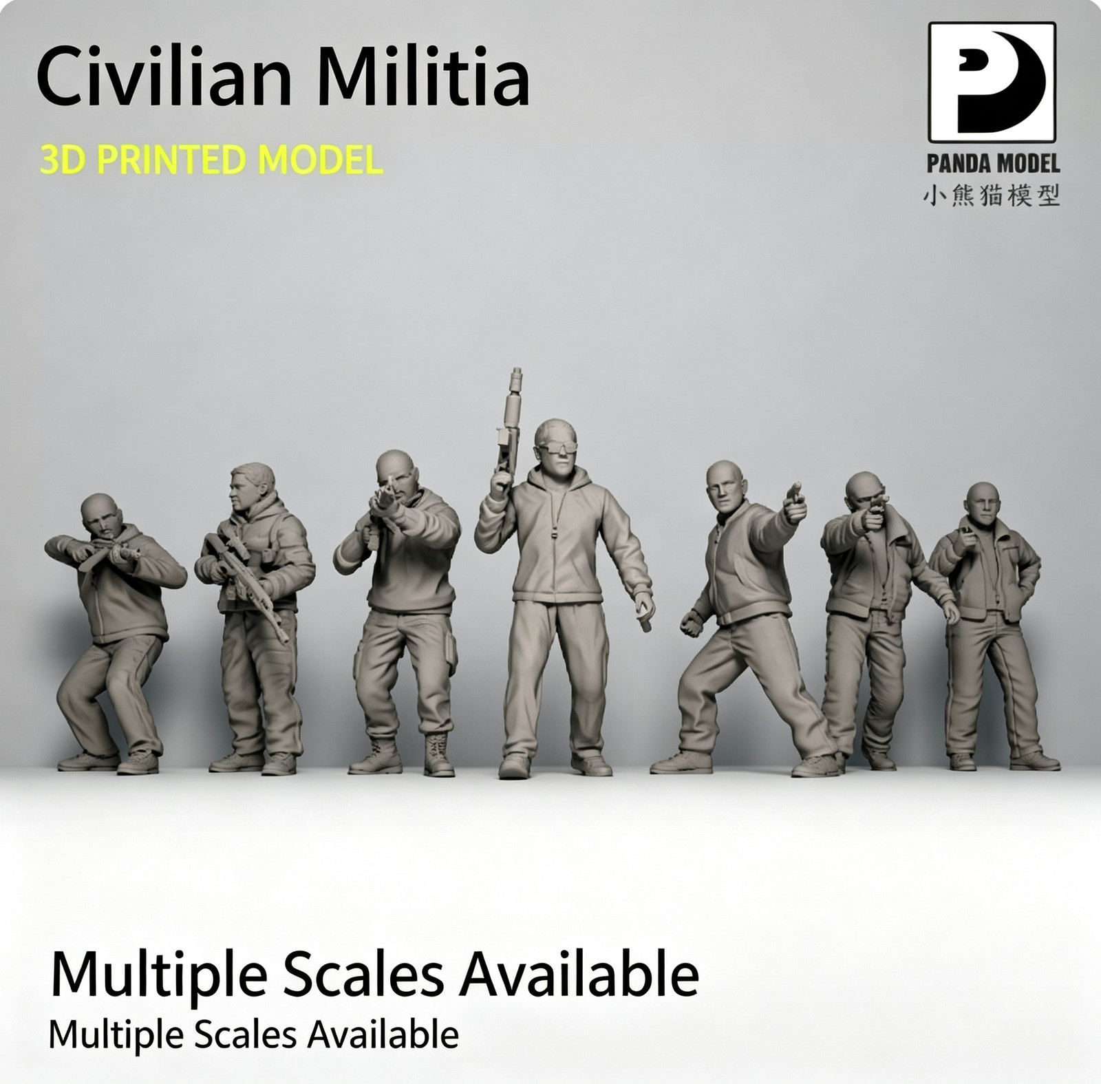 3D Printed 1/72/64/48 Civilian Armed Groups Unpainted Model