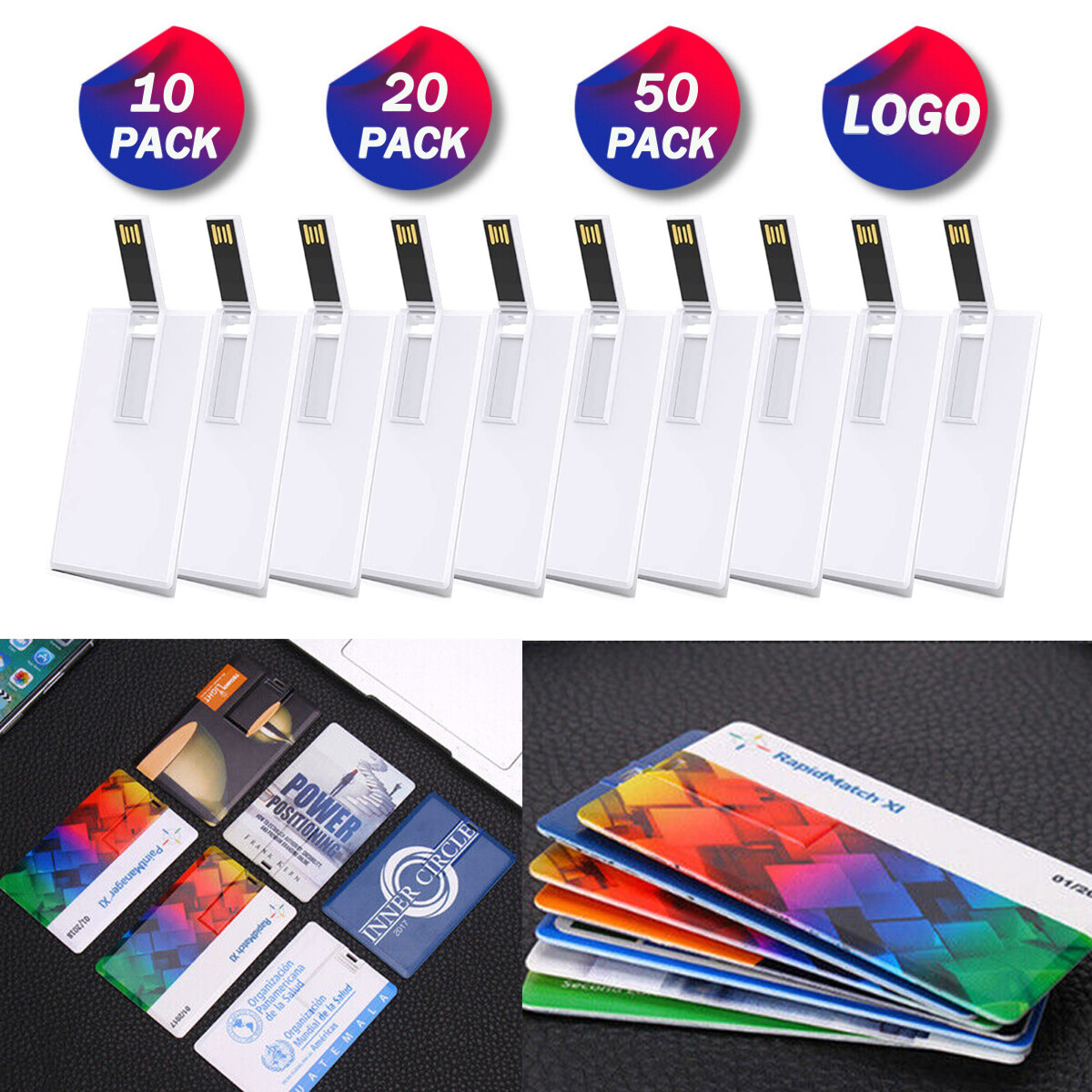 Lot 10/20/50PCS 1/2/4/8/16GB Credit Card USB Flash Drive Disk Memory Custom Logo