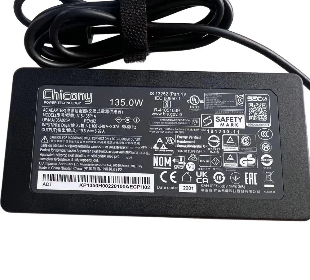 Chicony A18-135P1A 19.5V 6.92A 135W AC Adapter Charger For Acer Nitro V Laptop