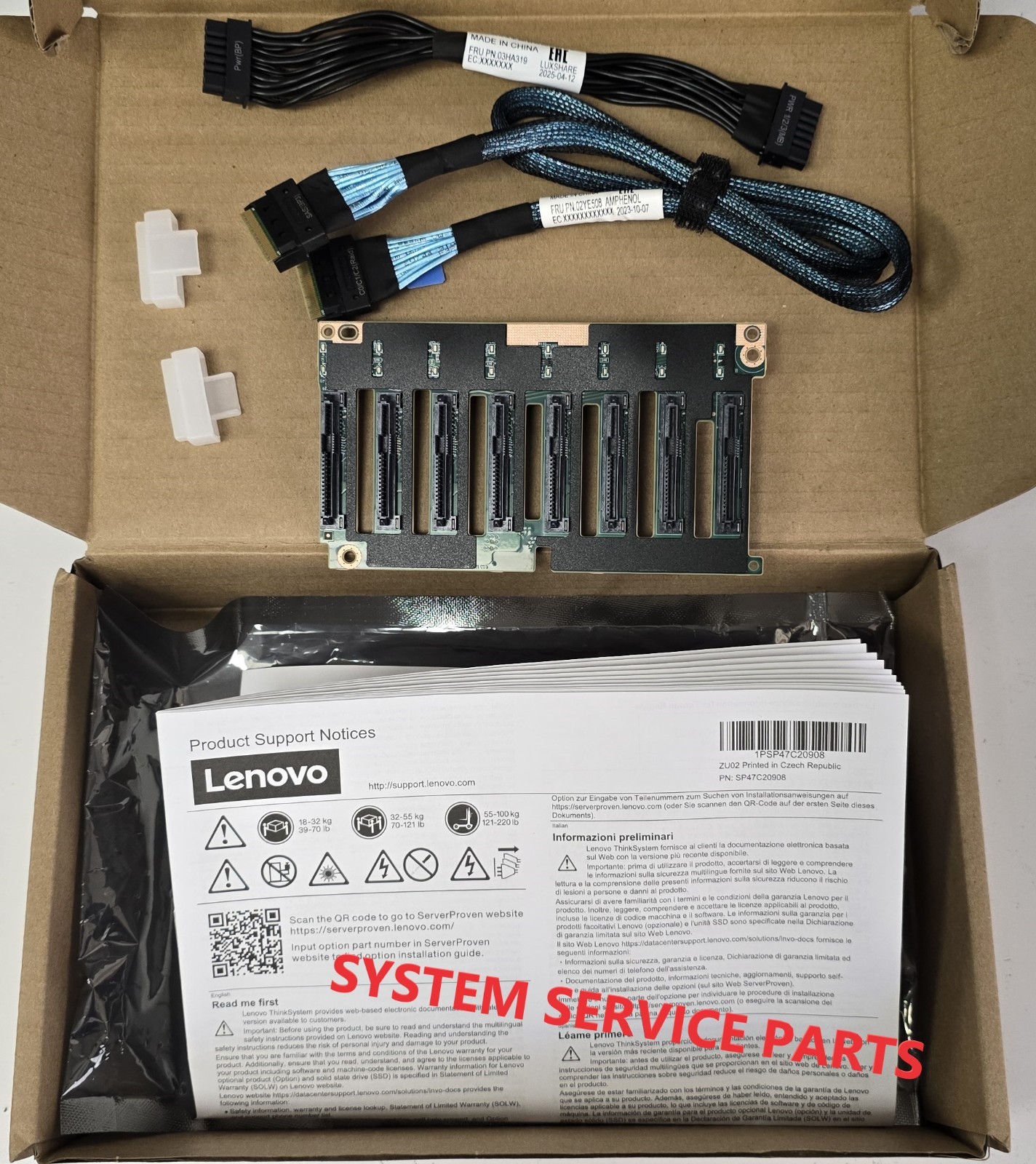 ThinkSystem 2U 8x2.5" SAS/SATA HDD Backplane SR650V2 SR665 02YE087 SC57A26298